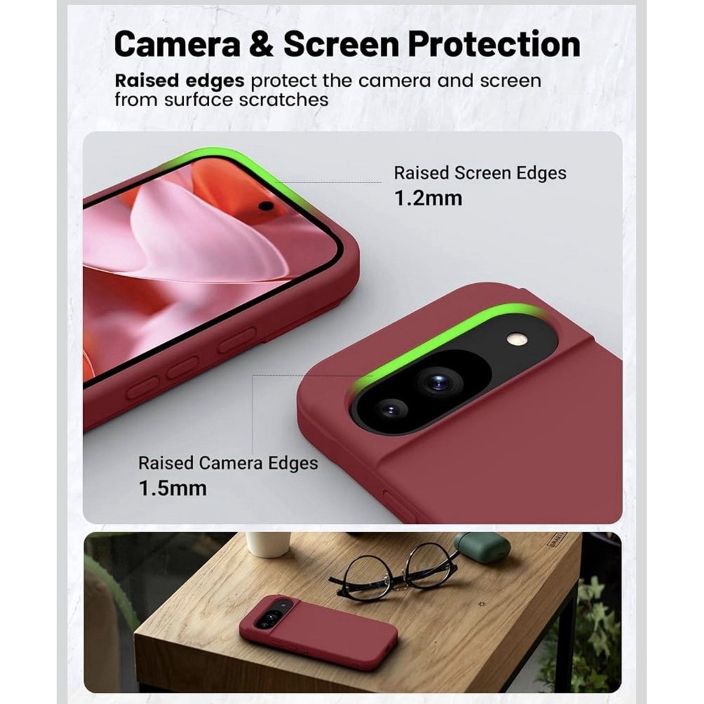 D0058-Google Pixel 9 & 9 Pro Case Shockproof Silicone Cover Rose Red Slim Fit - Picture 3 of 9